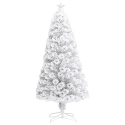 Arbre de Noël artificiel pré-éclairé blanc 120 cm fibre optique 