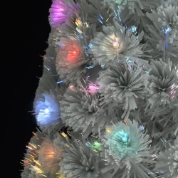 Arbre de Noël artificiel pré-éclairé blanc 120 cm fibre optique 