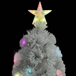 Arbre de Noël artificiel pré-éclairé blanc 120 cm fibre optique 