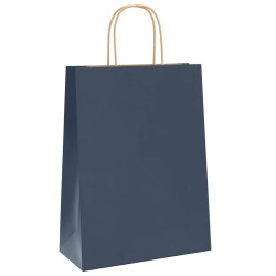 Sacs en papier 250 pcs avec poignées bleu 26x12x35 cm 