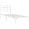 Cadre de lit métal sans matelas avec tête de lit blanc 75x190cm 