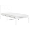 Cadre de lit métal sans matelas avec tête de lit blanc 75x190cm 