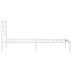 Cadre de lit métal sans matelas avec tête de lit blanc 75x190cm 