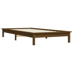 Cadre de lit sans matelas marron miel bois massif 