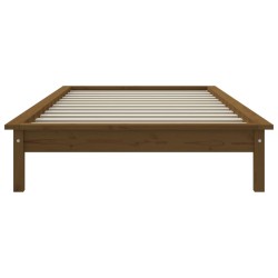 Cadre de lit sans matelas marron miel bois massif 