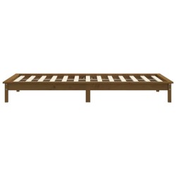 Cadre de lit sans matelas marron miel bois massif 
