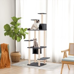 Arbre à chat avec griffoirs en sisal Gris foncé 176 cm 
