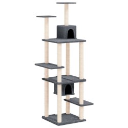 Arbre à chat avec griffoirs en sisal Gris foncé 176 cm 