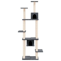 Arbre à chat avec griffoirs en sisal Gris foncé 176 cm 