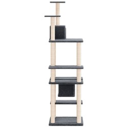 Arbre à chat avec griffoirs en sisal Gris foncé 176 cm 