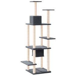 Arbre à chat avec griffoirs en sisal Gris foncé 176 cm 