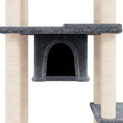 Arbre à chat avec griffoirs en sisal Gris foncé 176 cm 