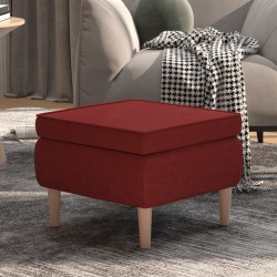 Tabouret avec pieds en bois Rouge bordeaux Tissu 