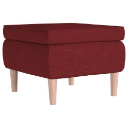 Tabouret avec pieds en bois Rouge bordeaux Tissu 