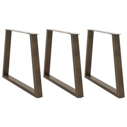 Pieds de table à manger en forme de V, 3 pièces, acier naturel, 100 x (72-73,3) cm 