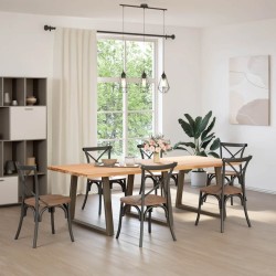 Pieds de table à manger en forme de V, 3 pièces, acier naturel, 100 x (72-73,3) cm 