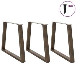 Pieds de table à manger en forme de V, 3 pièces, acier naturel, 100 x (72-73,3) cm 