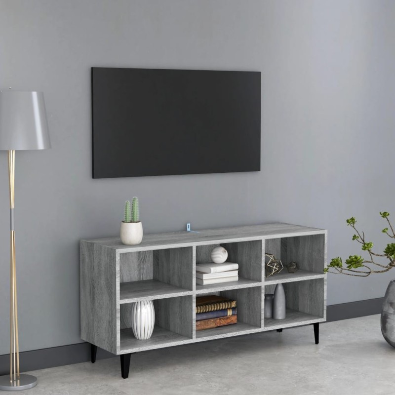 Meuble TV avec pieds en métal Sonoma gris 103,5x30x50 cm Meuble TV avec pieds en métal Sonoma gris 103,5x30x50 cm