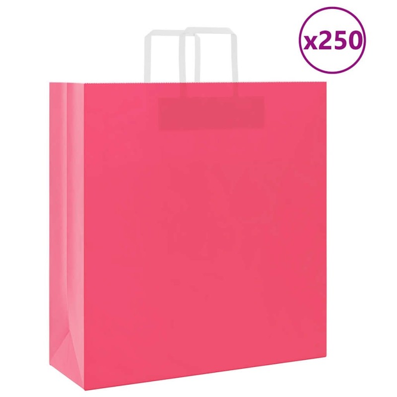 Sacs en papier 250 pcs avec poignées rose 45x17x48 cm 