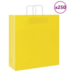 Sacs en papier 250 pcs avec poignées jaune 45x17x48 cm 