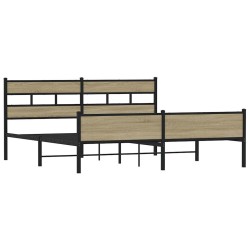 Cadre de lit en métal sans matelas chêne sonoma 183x213 cm 