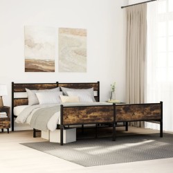 Cadre de lit en métal sans matelas chêne fumé 183x213 cm 