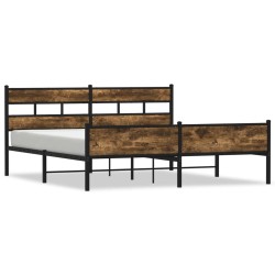 Cadre de lit en métal sans matelas chêne fumé 183x213 cm 