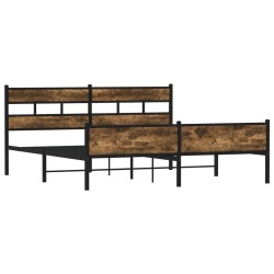 Cadre de lit en métal sans matelas chêne fumé 183x213 cm 