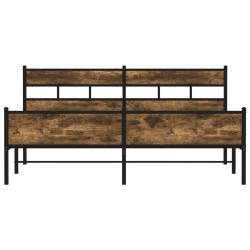 Cadre de lit en métal sans matelas chêne fumé 183x213 cm 