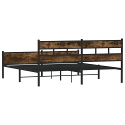 Cadre de lit en métal sans matelas chêne fumé 183x213 cm 