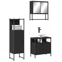Ensemble de meubles salle de bain 3 pcs noir bois d'ingénierie 