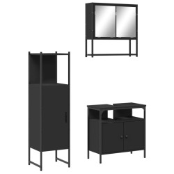 Ensemble de meubles salle de bain 3 pcs noir bois d'ingénierie 