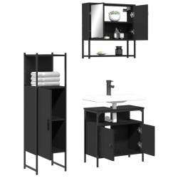 Ensemble de meubles salle de bain 3 pcs noir bois d'ingénierie 