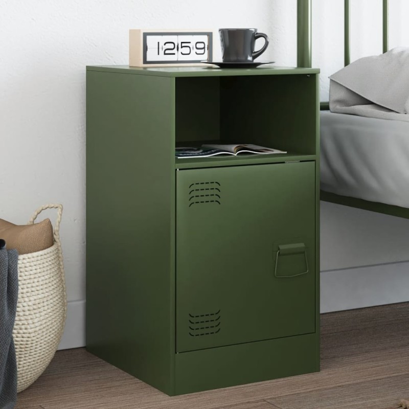 Table de chevet vert olive 34,5x39x62 cm acier Table de chevet vert olive 34,5x39x62 cm acier