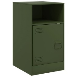 Table de chevet vert olive 34,5x39x62 cm acier 