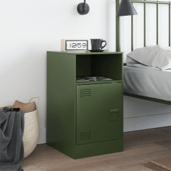 Table de chevet vert olive 34,5x39x62 cm acier 