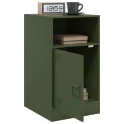 Table de chevet vert olive 34,5x39x62 cm acier 