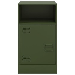 Table de chevet vert olive 34,5x39x62 cm acier 