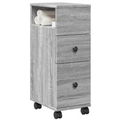 Meuble étroit de salle de bain à roulettes sonoma gris 