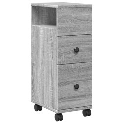 Meuble étroit de salle de bain à roulettes sonoma gris 