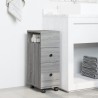 Meuble étroit de salle de bain à roulettes sonoma gris 