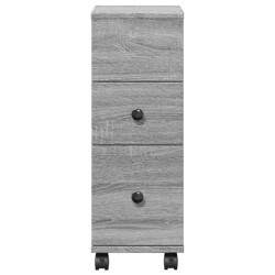 Meuble étroit de salle de bain à roulettes sonoma gris 