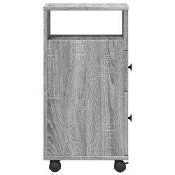 Meuble étroit de salle de bain à roulettes sonoma gris 