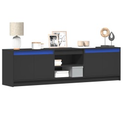 Meuble TV avec LED noir 180x34x50 cm bois d'ingénierie 