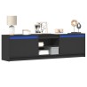 Meuble TV avec LED noir 180x34x50 cm bois d'ingénierie 