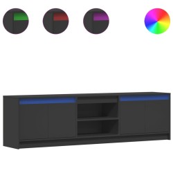 Meuble TV avec LED noir 180x34x50 cm bois d'ingénierie 