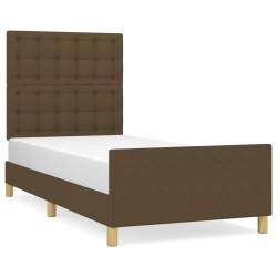 Cadre de lit sans matelas et tête de lit marron foncé 90x190cm 