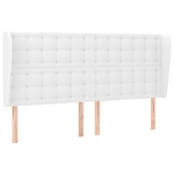 Tête de lit avec oreilles Blanc 203x23x118/128 cm Similicuir 