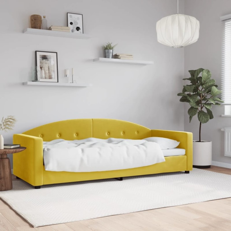 Lit de repos sans matelas jaune 80x200 cm velours 