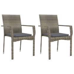 Ensemble à manger jardin 3pcs avec coussins noir et gris 